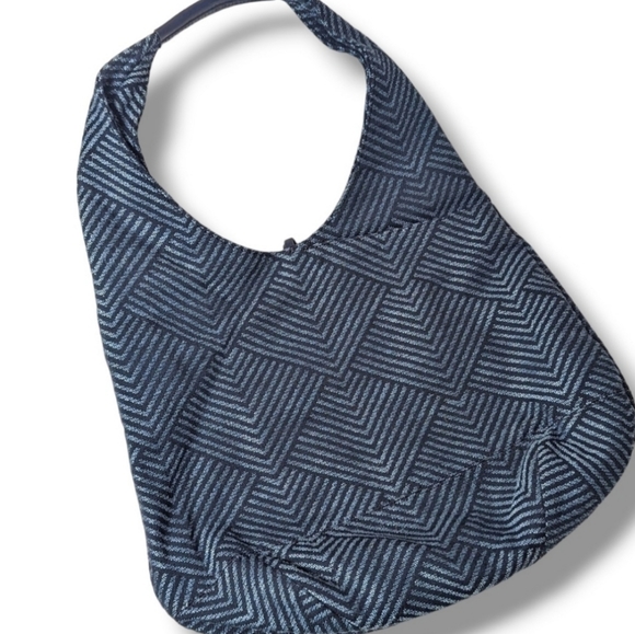 LUCKY Brand Mia Hobo Large Geometric Shoulder Bag in Blue Woven Cotton - Picture 10 of 10